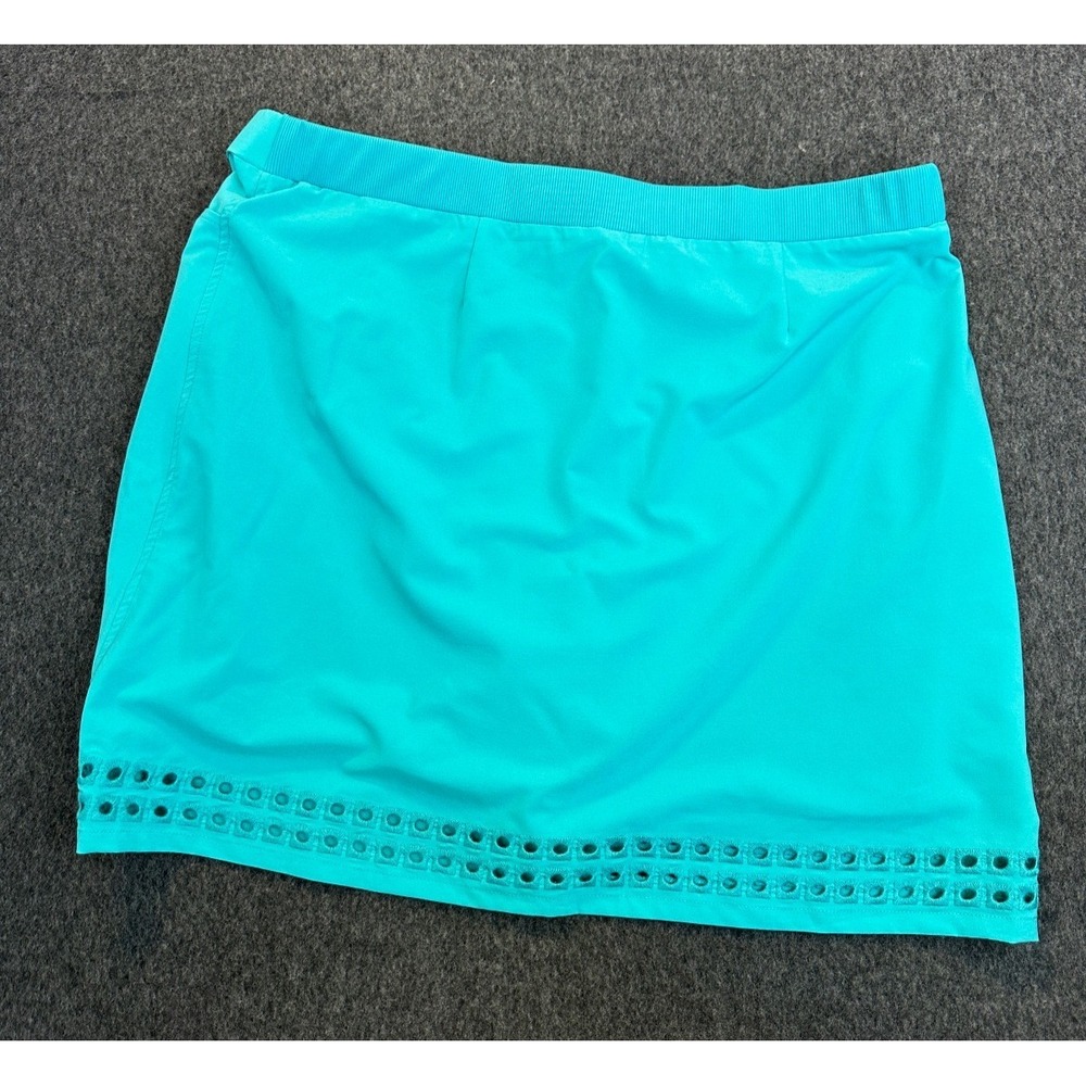Chico's Zenergy Size 3 US 16 Blue UPF Embroidered Eyelet Pull On Skort Turquoise - Picture 10 of 11